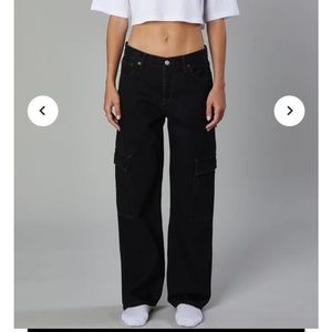 STILL HERE - NEW YORK - black cargo jeans, new from Saks, worn once, size 26